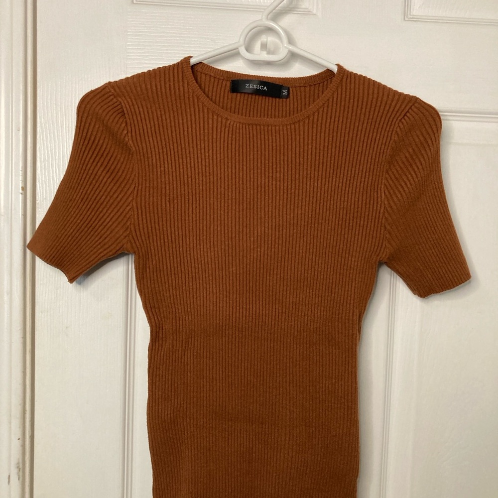 ZESICA Rust Ribbed Knit Top - Picture 5 of 7